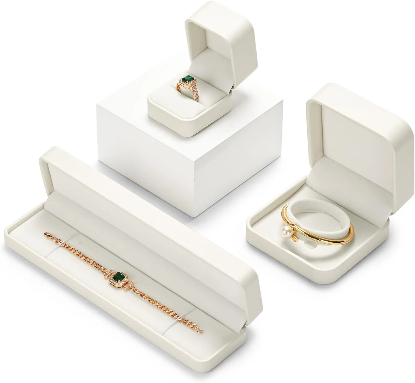 White PU Leather Jewelry Gift Box for Necklace Long Chain Jewelry Necklace Long Chain Gift Box