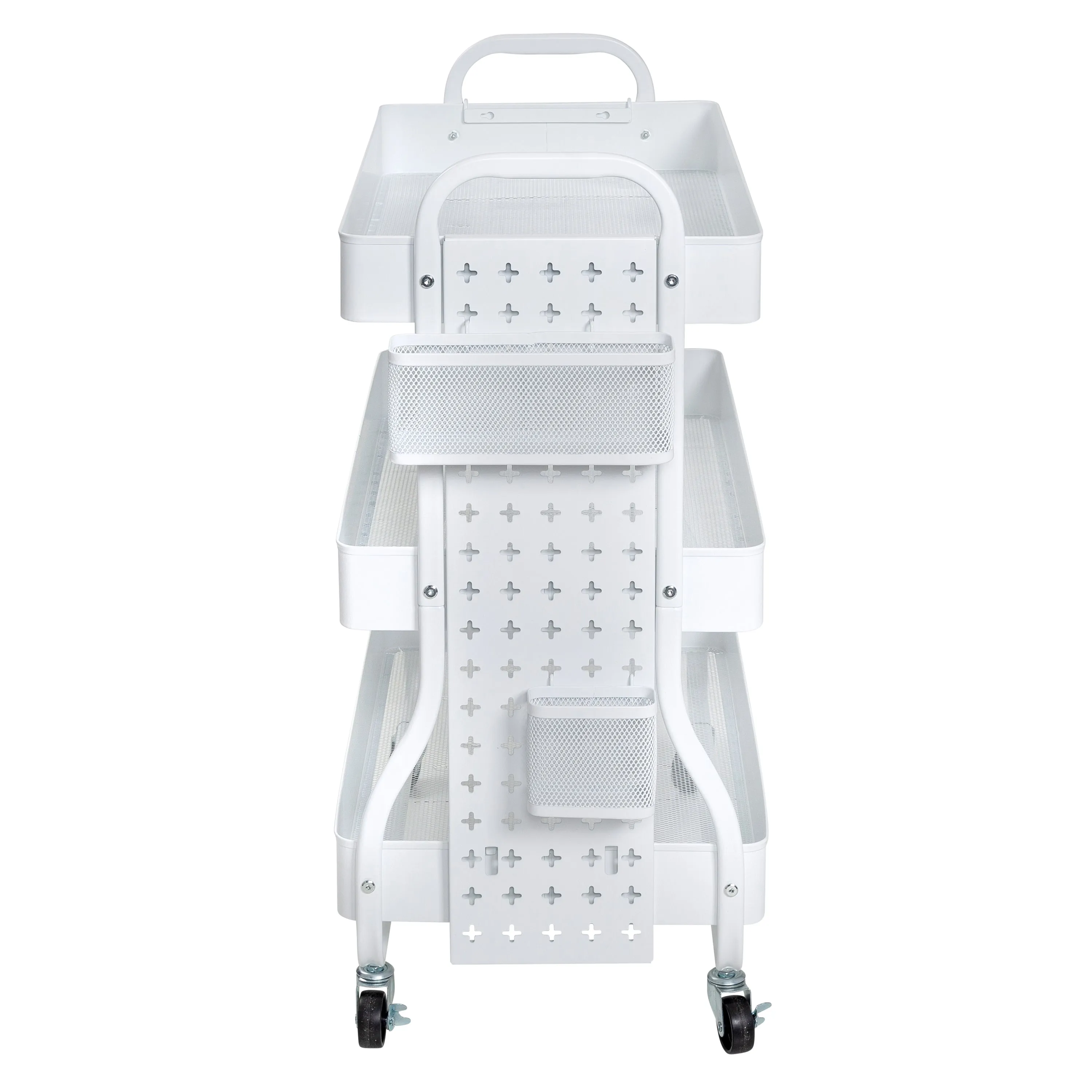White Steel Rolling 2-in-1 Craft Storage Cart