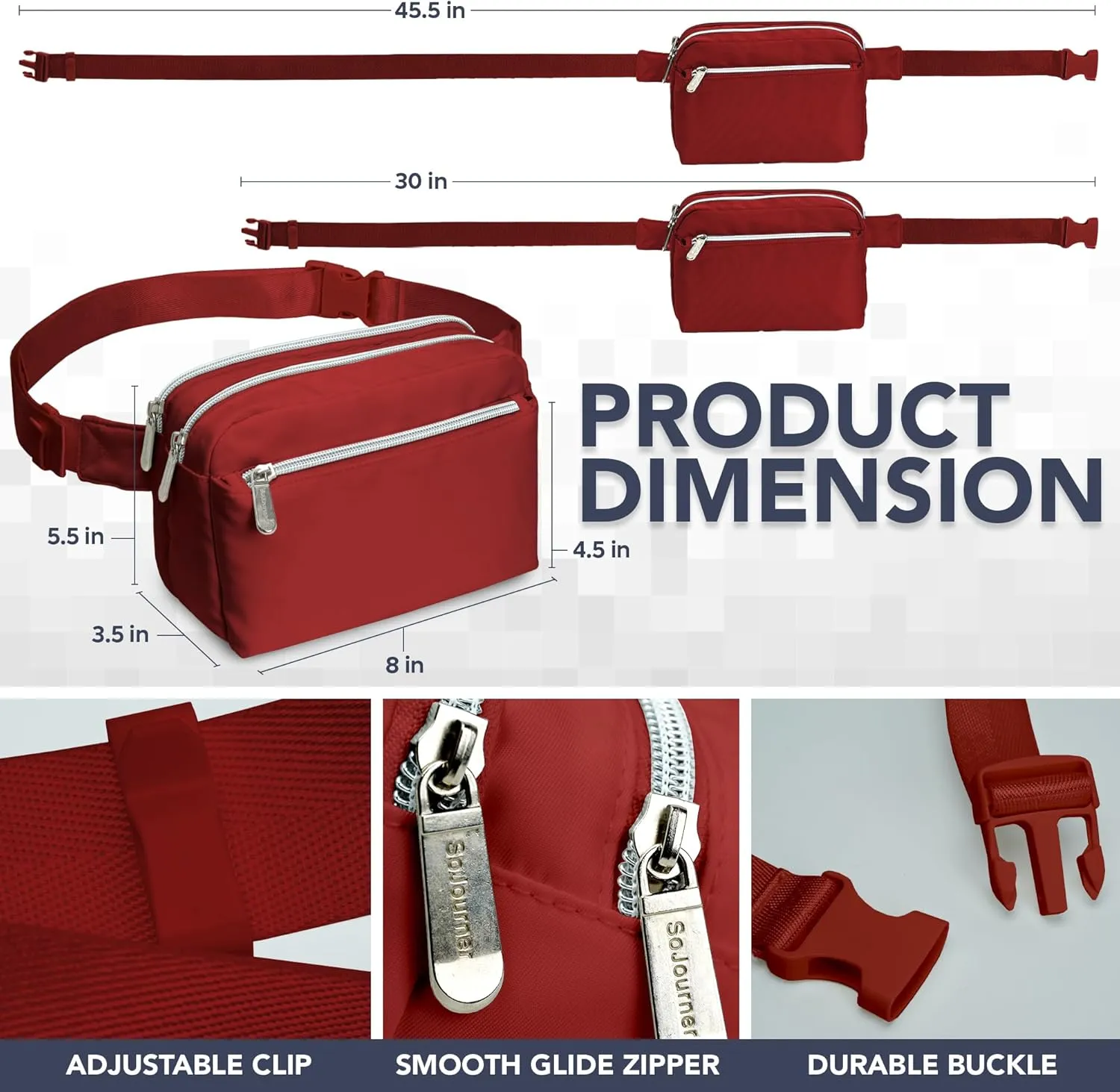 Wine Red Crossbody Belt Bag for Women  Stylish Fanny Pack, Functional and Fashion Waist Packs for Travel, Festivals, and Everyday Use