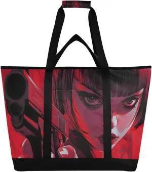 Woman Lip Cool Large Insulated Tote Bag for Grocery Shopping Reusable Tote Bags for Women Men, Cooler Bag with Zippered Top & Handles for Beach Picnic Travel