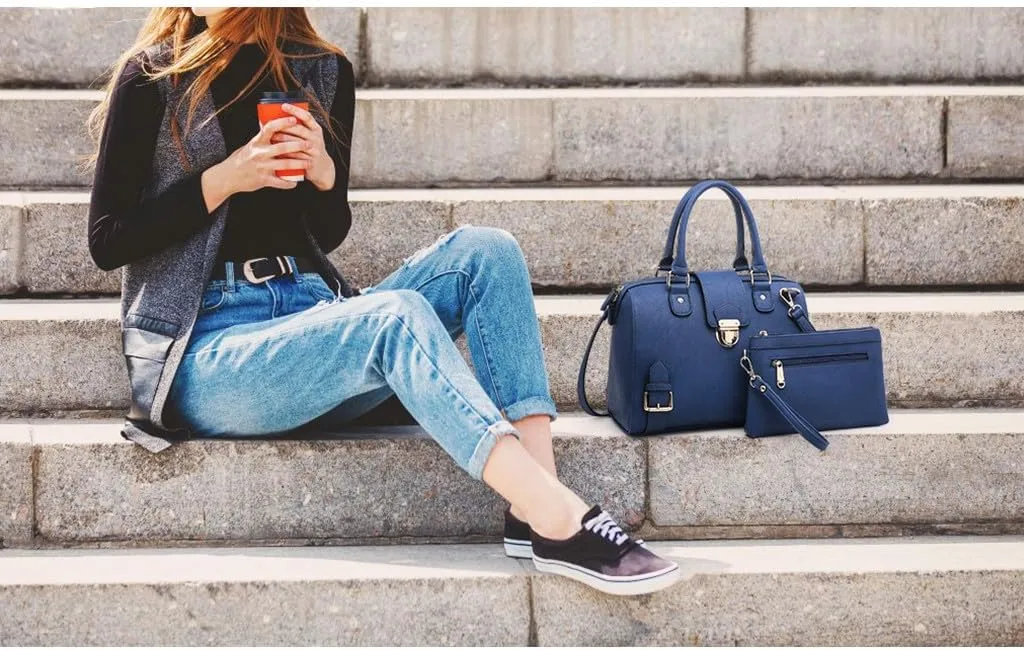 Women Barrel Handbags Purses Satchel Bags Top Handle Shoulder Bags Vegan Leather Work Bag (Crocodile Purple   Clutch)