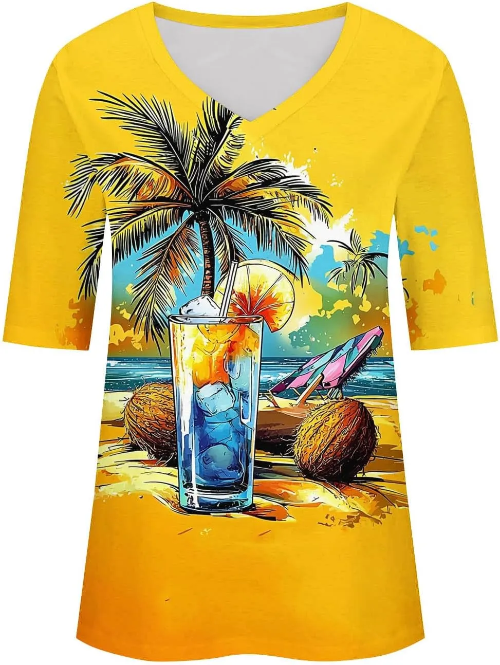 Women Floral Summer Tee Tops Dressy Casual Blouse Short Sleeve V Neck Loose Fit T Shirts Trendy Boho Clothes 2025