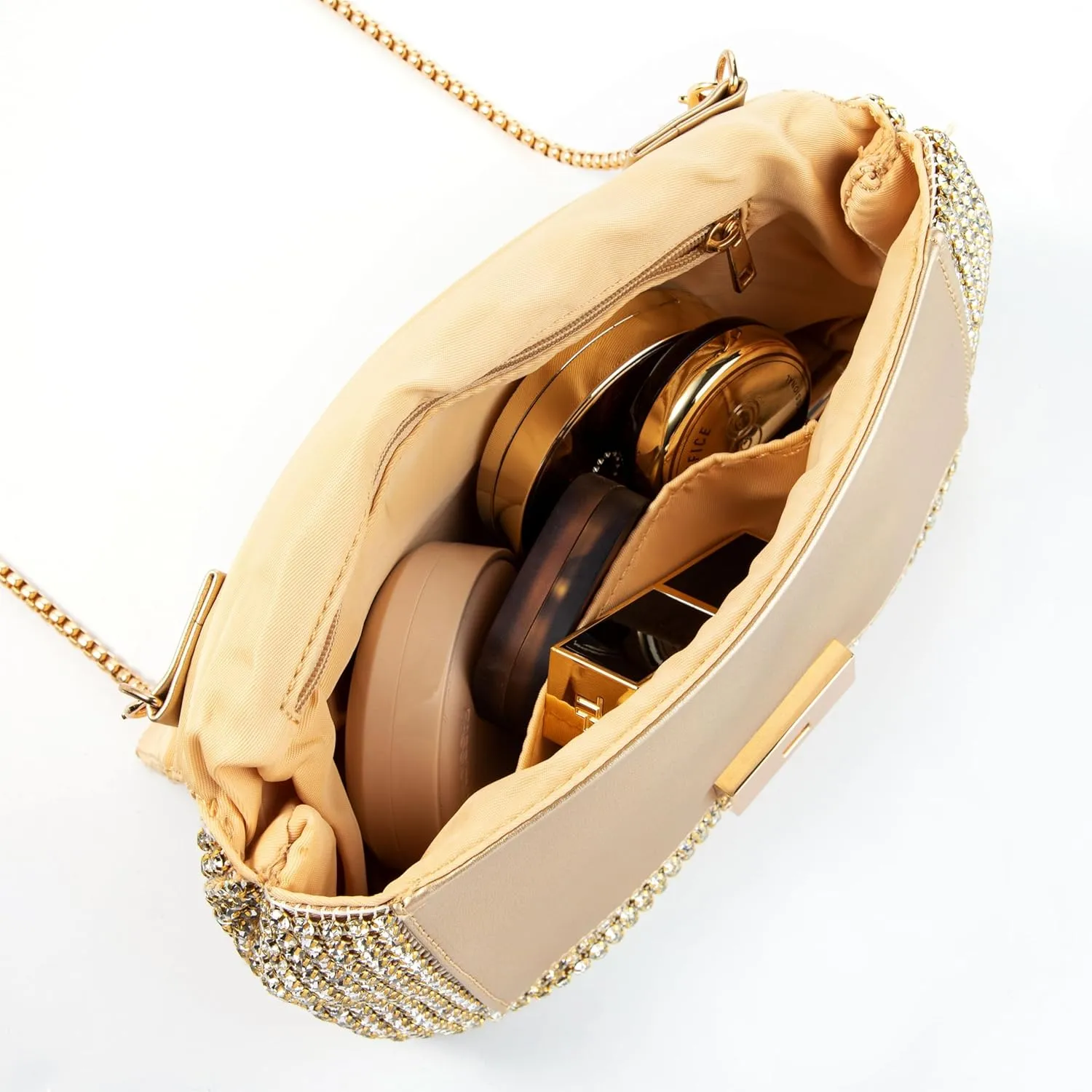 Women Rhinestone Evening Shoulder Bag WOC Crystal Clutch with Detachable Strap Sparkling Purse for Wedding Party