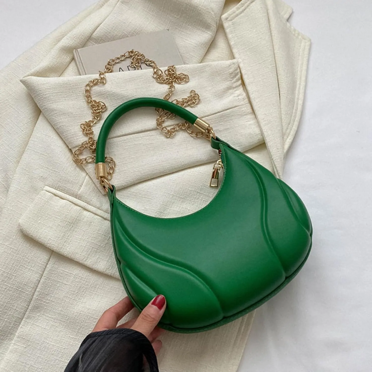 Women Shoulder Bag Fashion New Pattern Solid Color Retro Practical Large Capacity Zipper Messenger Bag (Green, One Size)