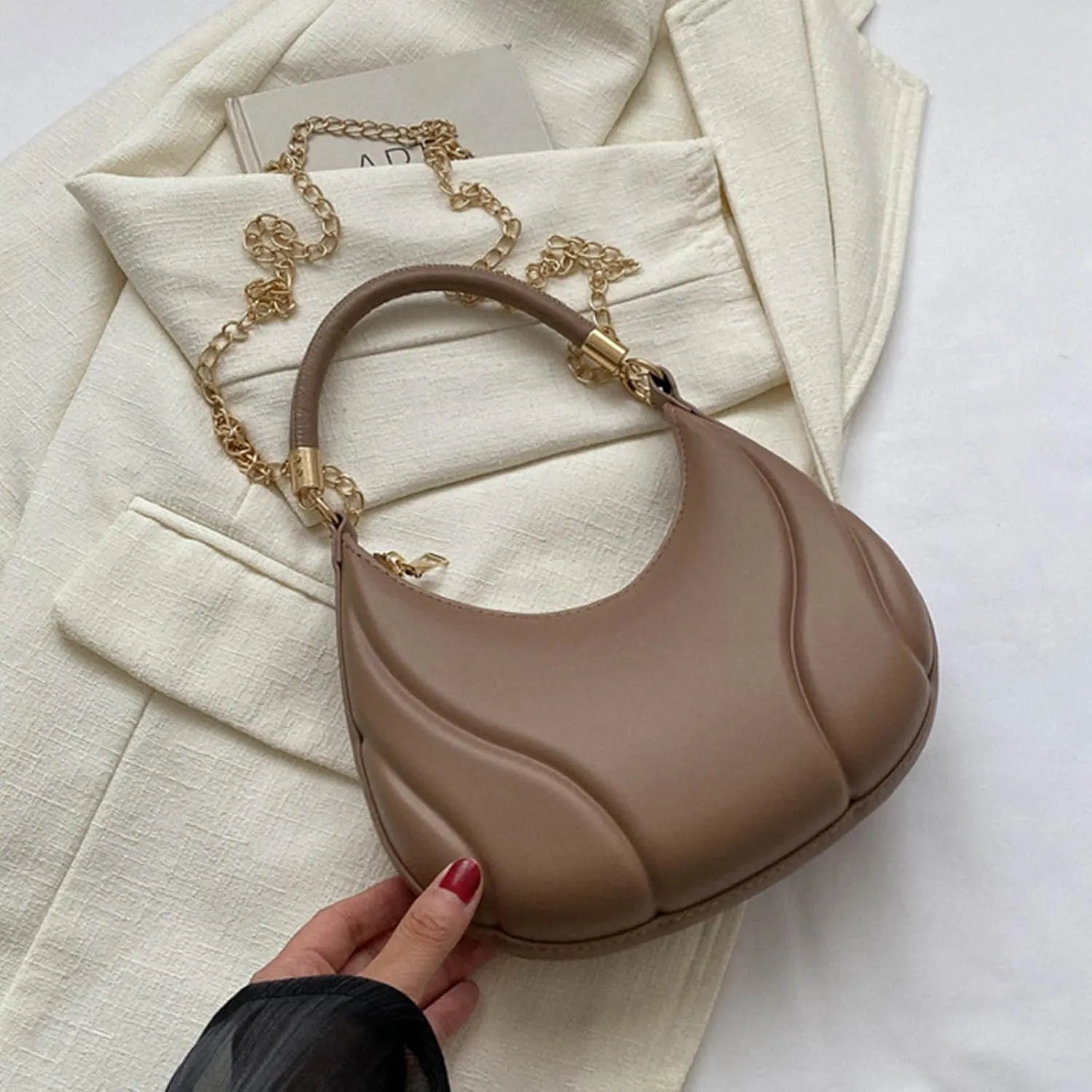 Women Shoulder Bag Fashion New Pattern Solid Color Retro Practical Large Capacity Zipper Messenger Bag (Khaki, One Size)