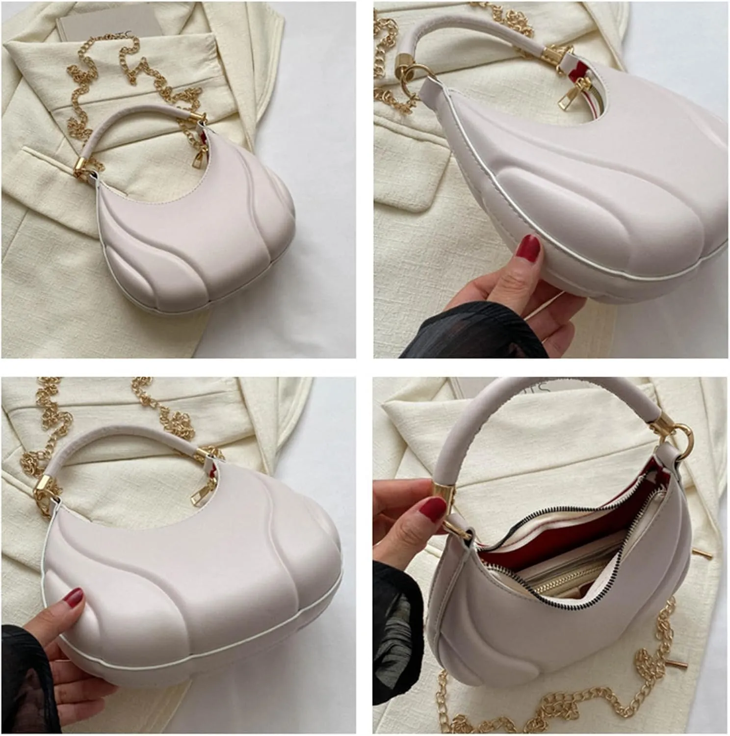Women Shoulder Bag Fashion New Pattern Solid Color Retro Practical Large Capacity Zipper Messenger Bag (White, One Size)