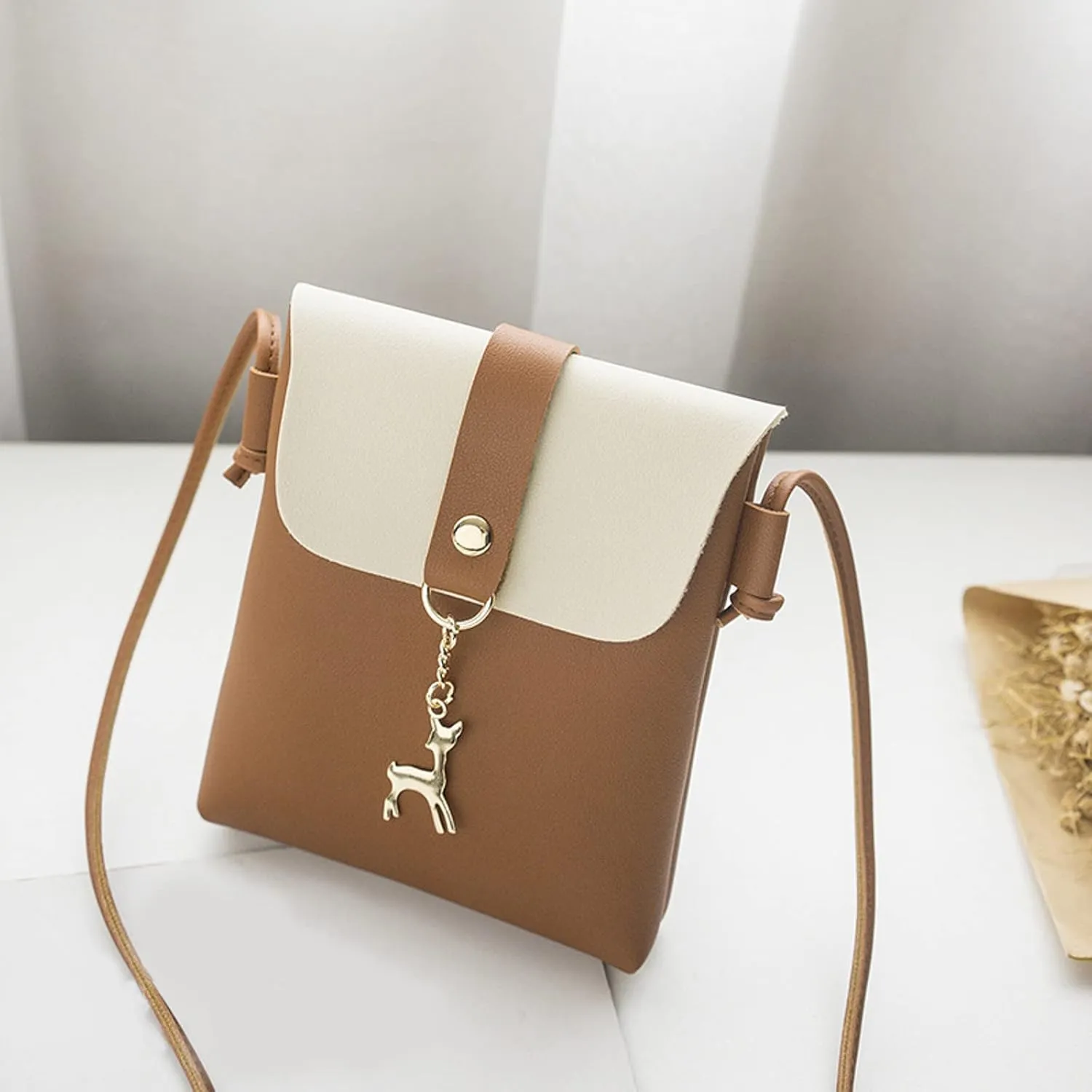 Women Shoulder Bag Fashionable Deer Decoration New Pattern Practical Strap Messenger Bag Shoulder Bags (Brown, One Size)