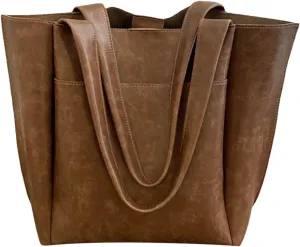 Women Shoulder Bag Fashionable New Pattern Vintage Solid Color Simple Strap Large Capacity Practical (Brown, One Size)