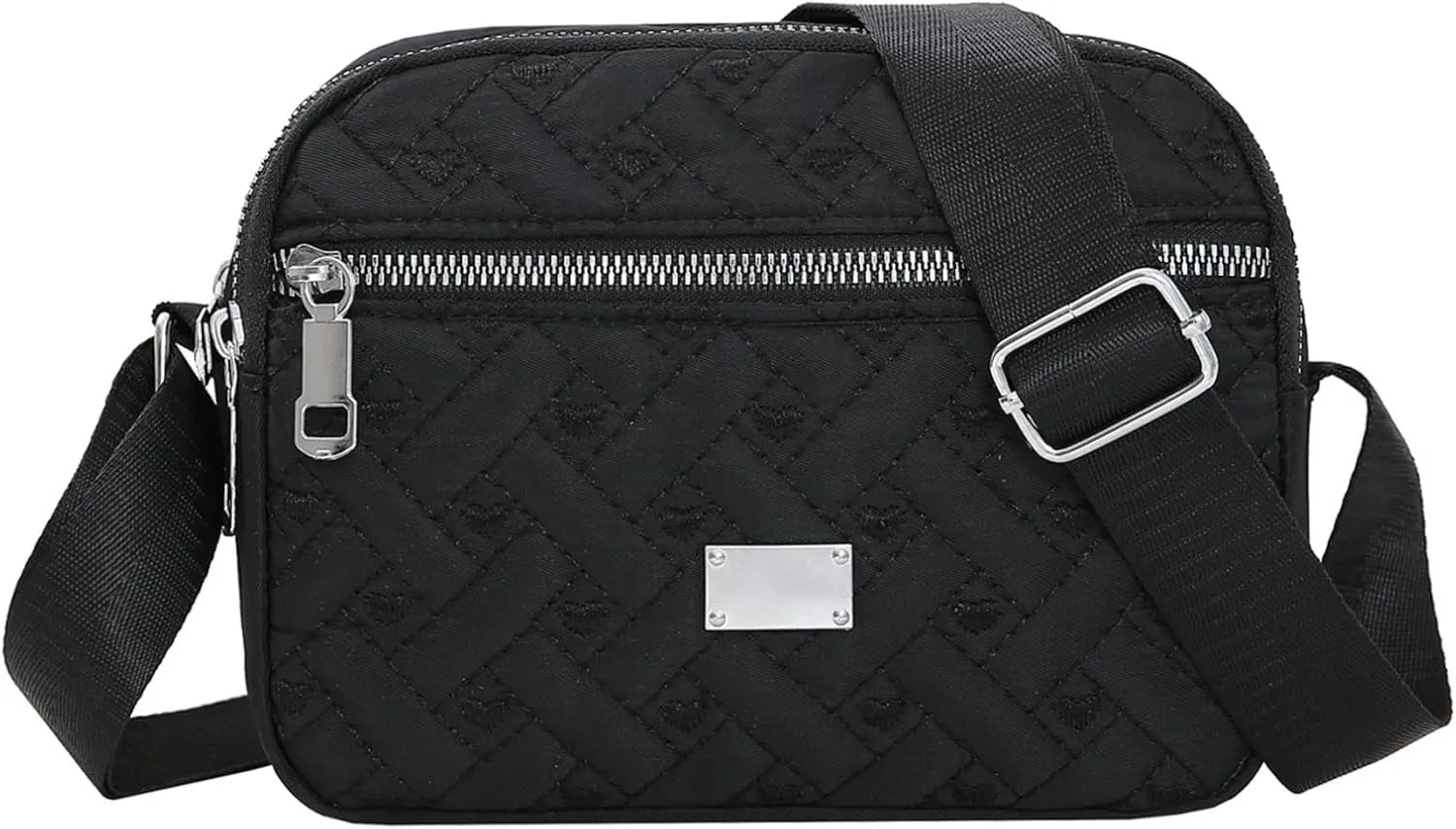 Women Shoulder Bags Fashionable And Simple With Multiple Layer Zipper And A Large Capacity Practical (Black, One Size)