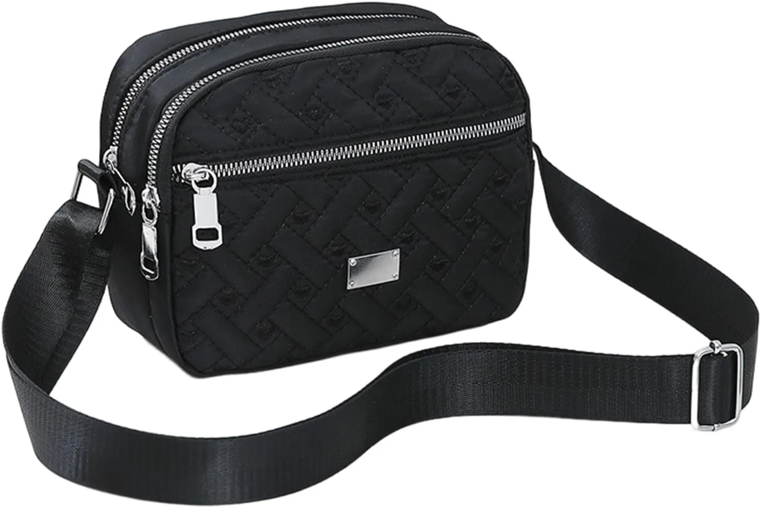 Women Shoulder Bags Fashionable And Simple With Multiple Layer Zipper And A Large Capacity Practical (Black, One Size)