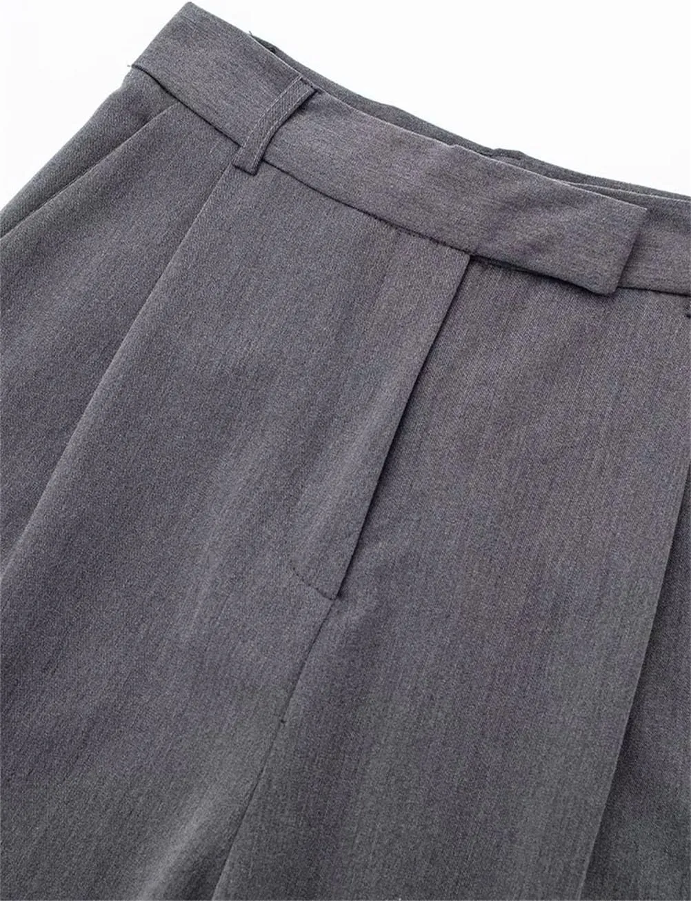 Women Solid Zipper Fly Straight Vintage High Waist Trousers Business Casual Pants
