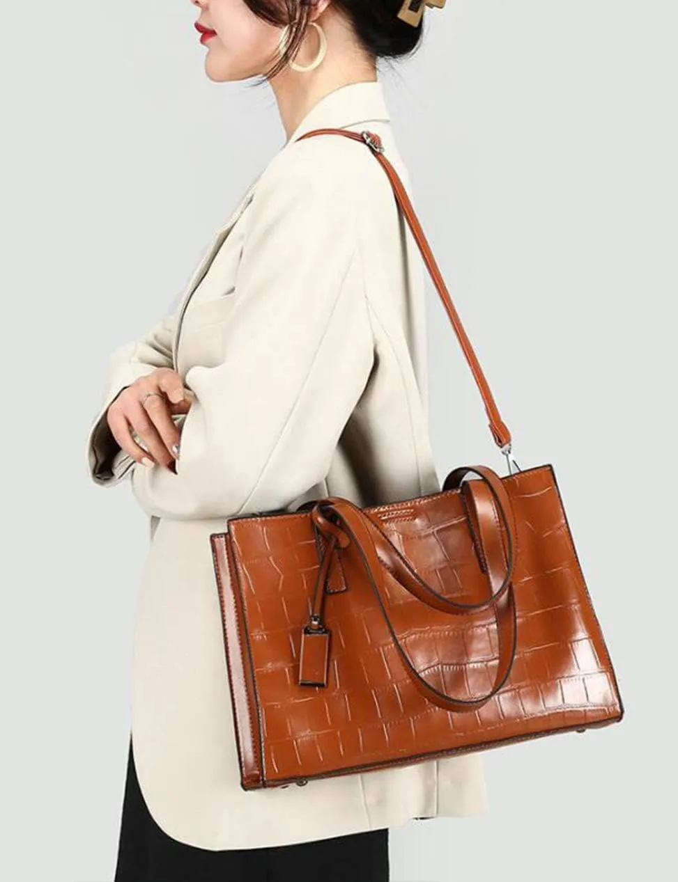 Women Synthetic PU Leather Tote Satchel Crossbody Hobo Handbags Shoulder Messenger Bag Elegant Work Gift