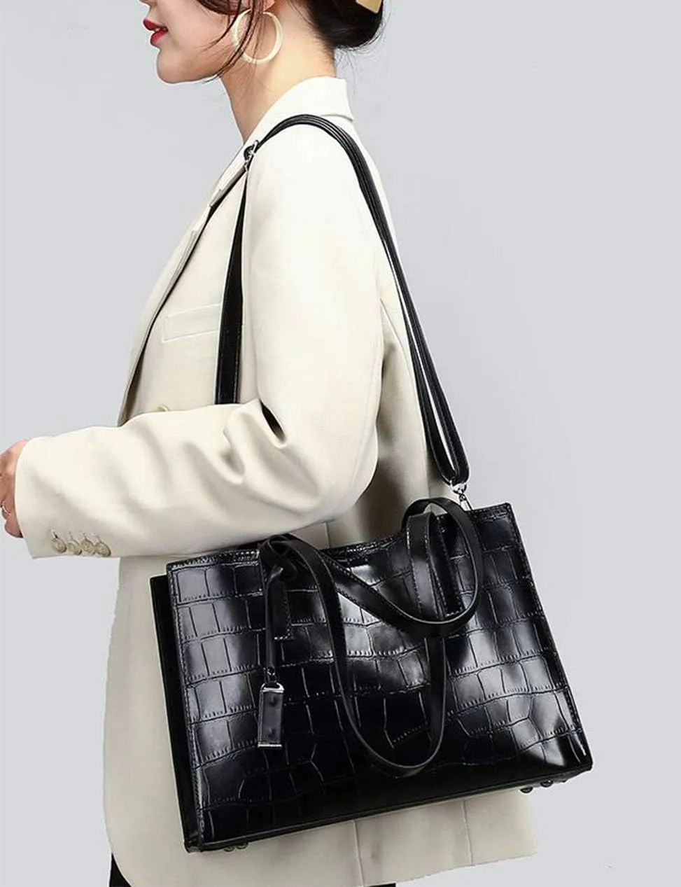 Women Synthetic PU Leather Tote Satchel Crossbody Hobo Handbags Shoulder Messenger Bag Elegant Work Gift