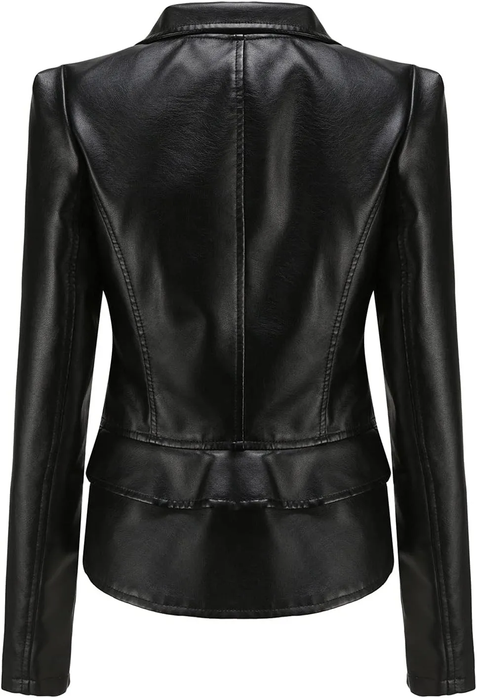 Women Trendy Zipper Leather Jacket Slim Fit Casual Motorcycle Coat Long Sleeve Asymmetrical Biker Jacket Plus Size
