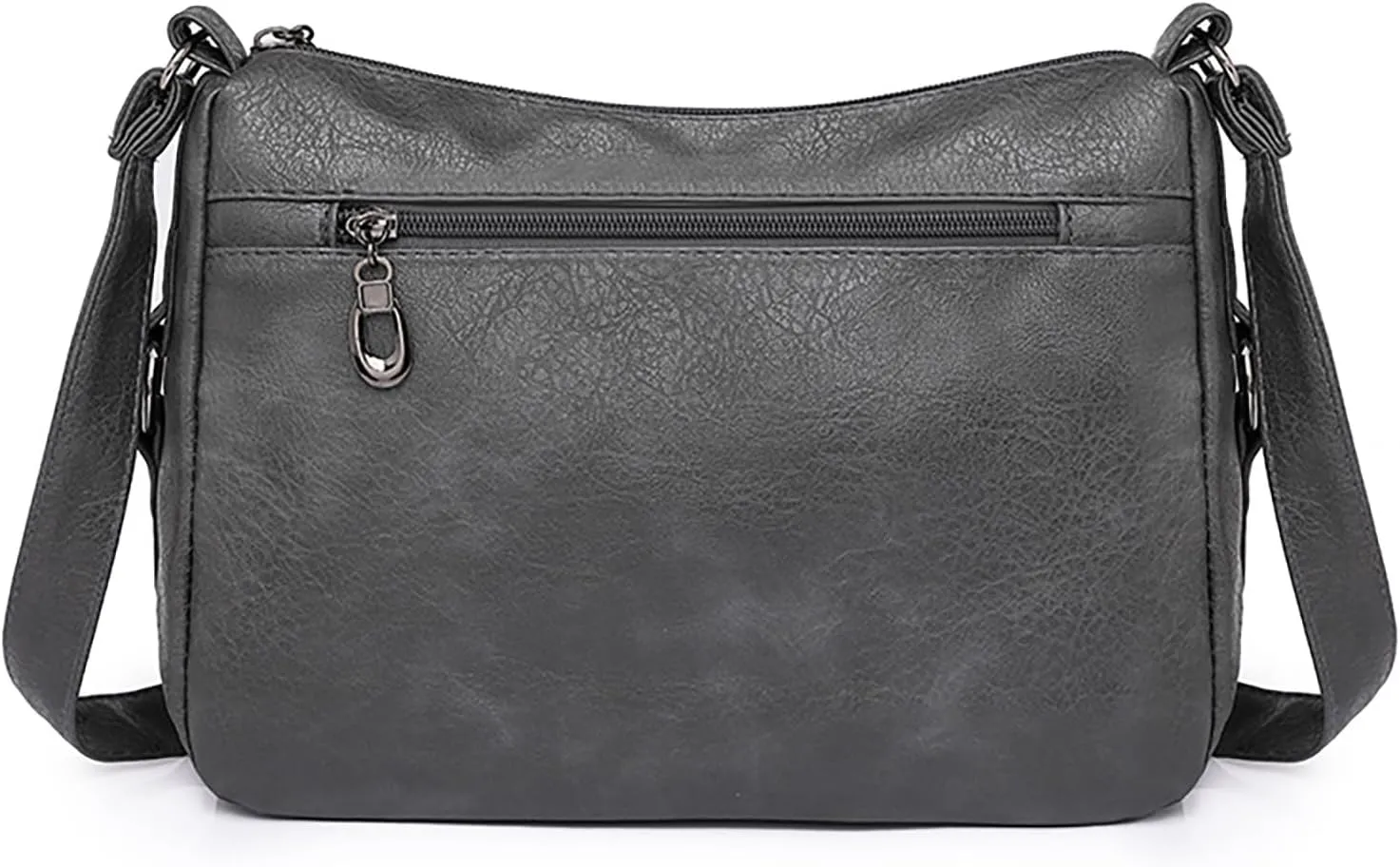 Women Vintage Soft Leather Versatile Lightweight Crossbody Bag Water Proof Pocket Adjustable Shoulder (Grey, One Size)