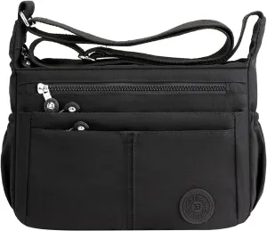 Women's Anti Theft Shoulder Bags Waterproof Nylon Crossbody Bags for Woman Trendy Cute Purse for Women Trendy(Black)