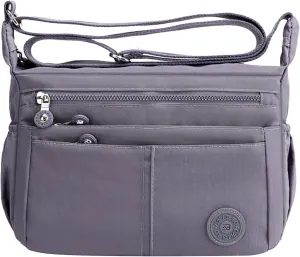Women's Anti Theft Shoulder Bags Waterproof Nylon Crossbody Bags for Woman Trendy Cute Purse for Women Trendy(Grey)