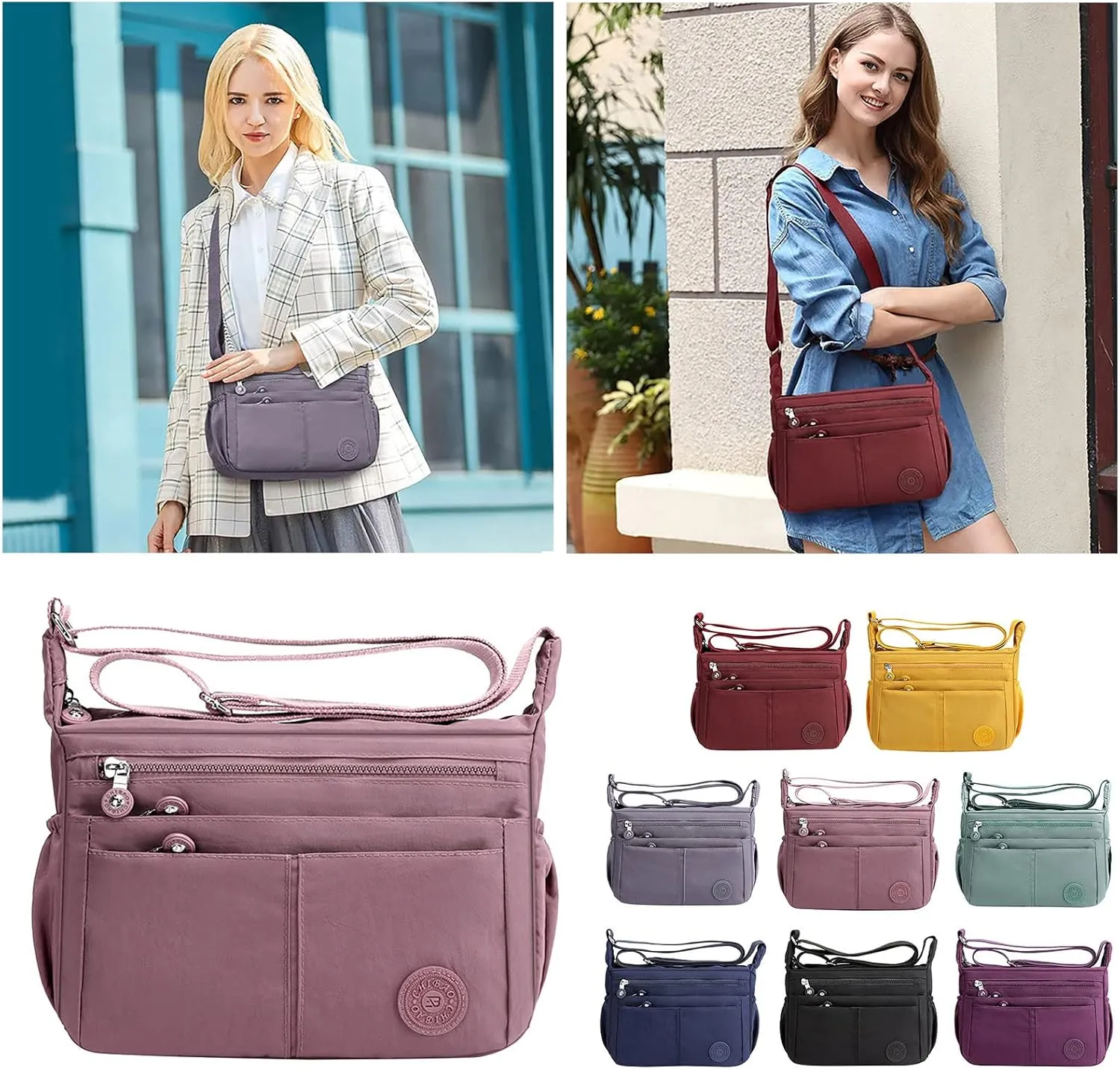 Women's Anti Theft Shoulder Bags Waterproof Nylon Crossbody Bags for Woman Trendy Cute Purse for Women Trendy(Red)
