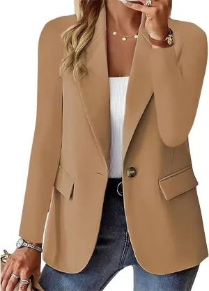 Women's Blazer Open Front Casual Bussiness Blazers Notch Collar Work Office Suit Jackets Long Sleeve Lapel Jacket