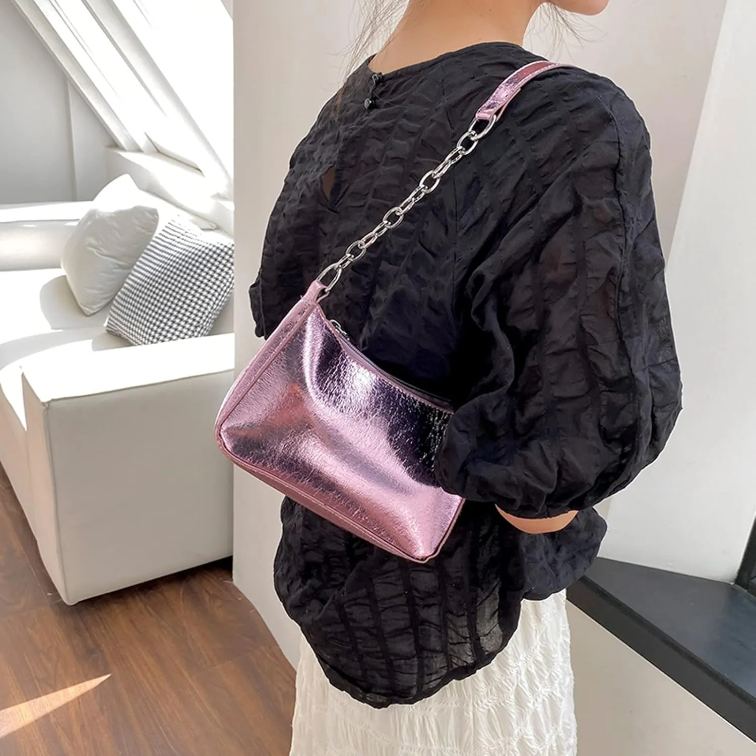 Women's Canvas Tote Bags with Zipper Lightweight Quilted Leather Handbags for Women Cute Purse for Women Trendy(Purple)