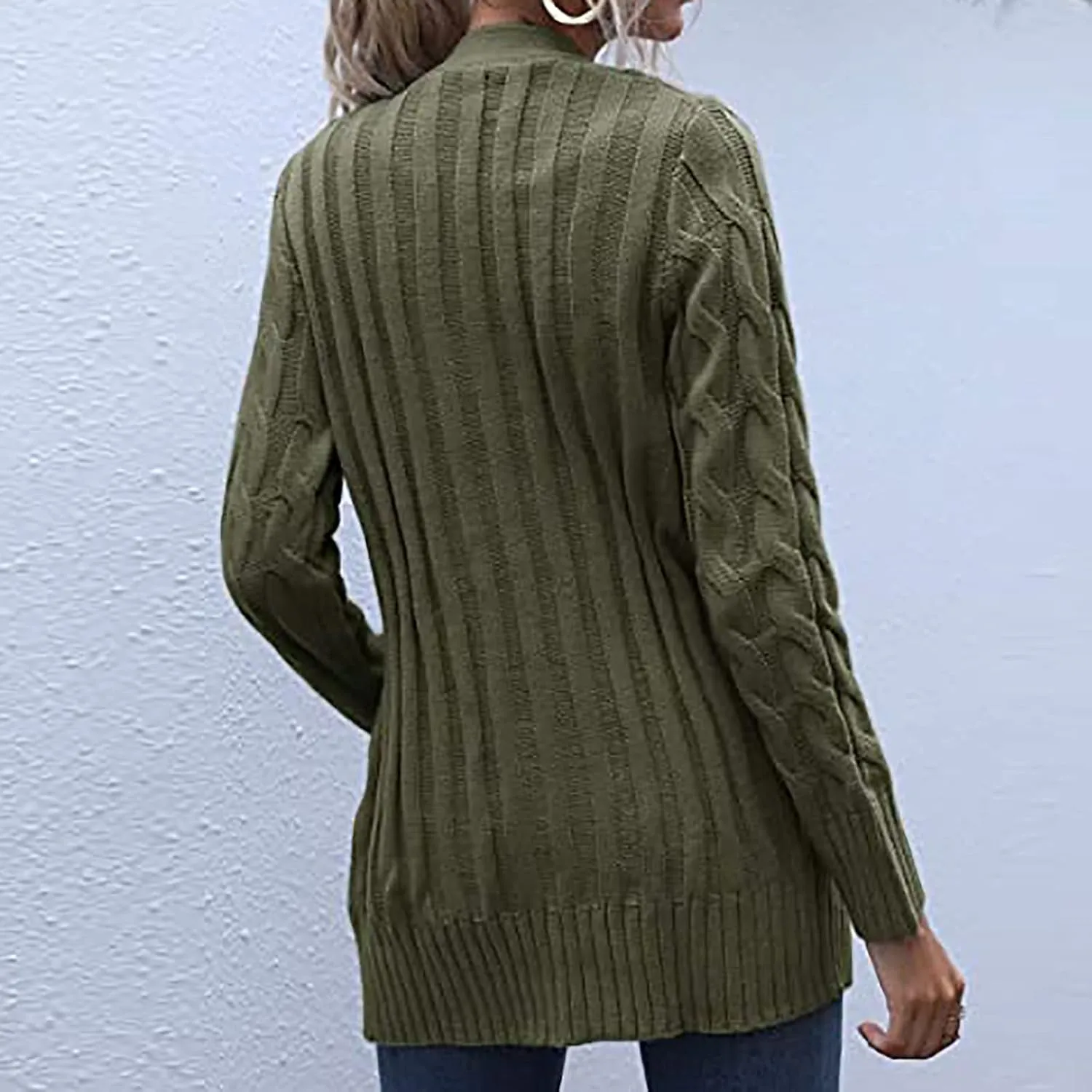 Women's Cardigan Chunky Open Front Button Sweaters with Pockets Loose Slouchy Oversized Fall Outerwear Coat