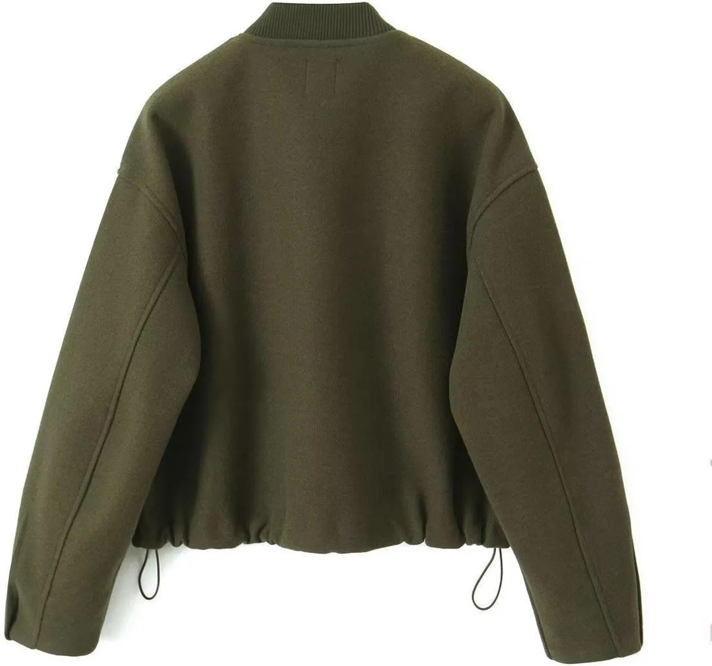 Women's Casual Oversized Wool Blend Bomber Jacket Full Zip Up Long Sleeve Active Coat Warm Cozy Cropped Trench Coats