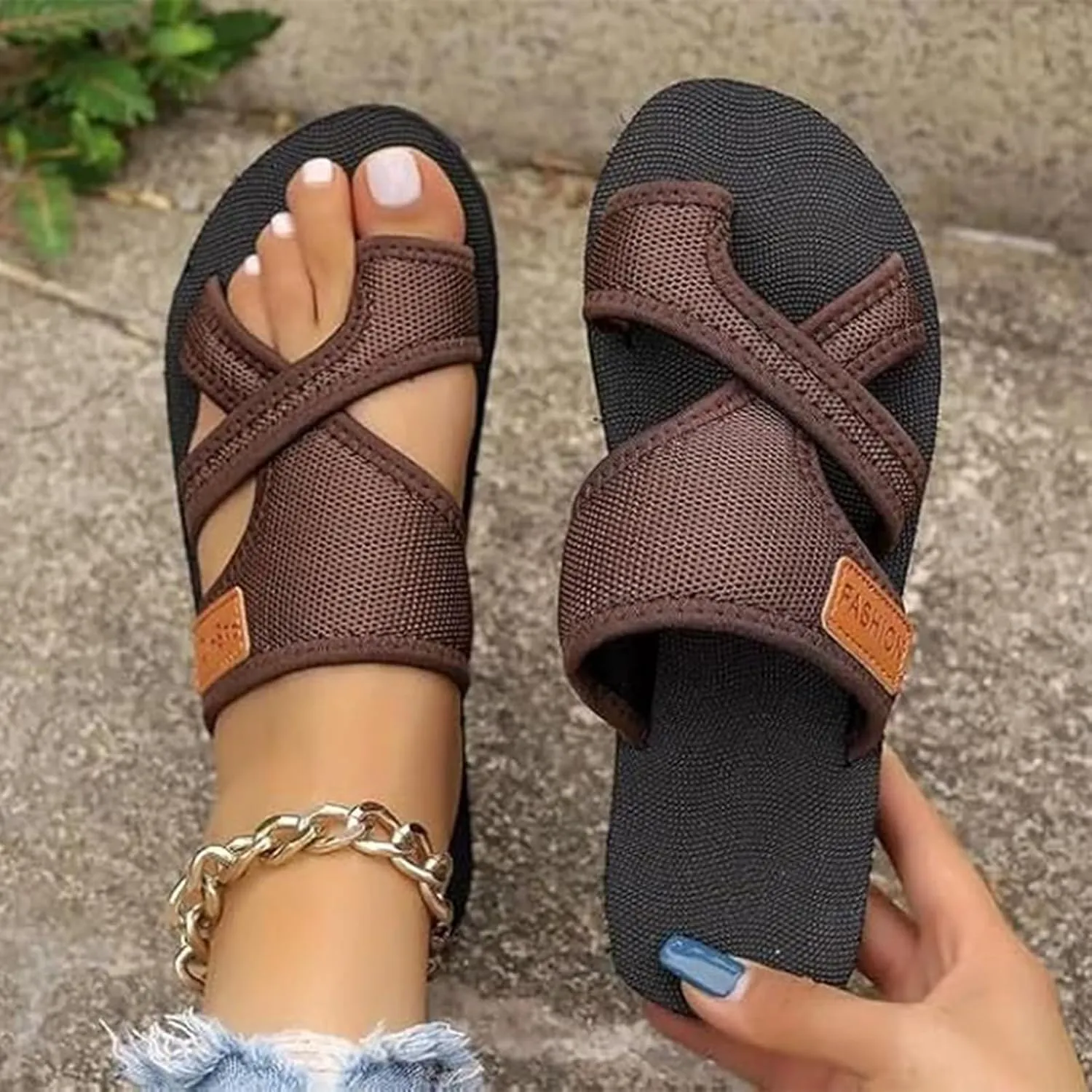 Women's Comfortable Breathable Mesh Flip Flops, Women's Beach Mesh Flip Flop, Orthopedic Flat Sandals Slide for Women