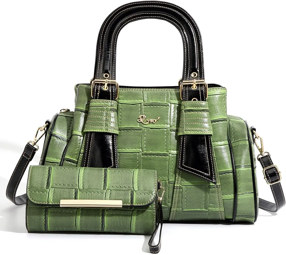 Women's Crocodile Pattern Handbag Set,woven leather for women Large Capacity Multi-layer 2024 new in crossbody bags