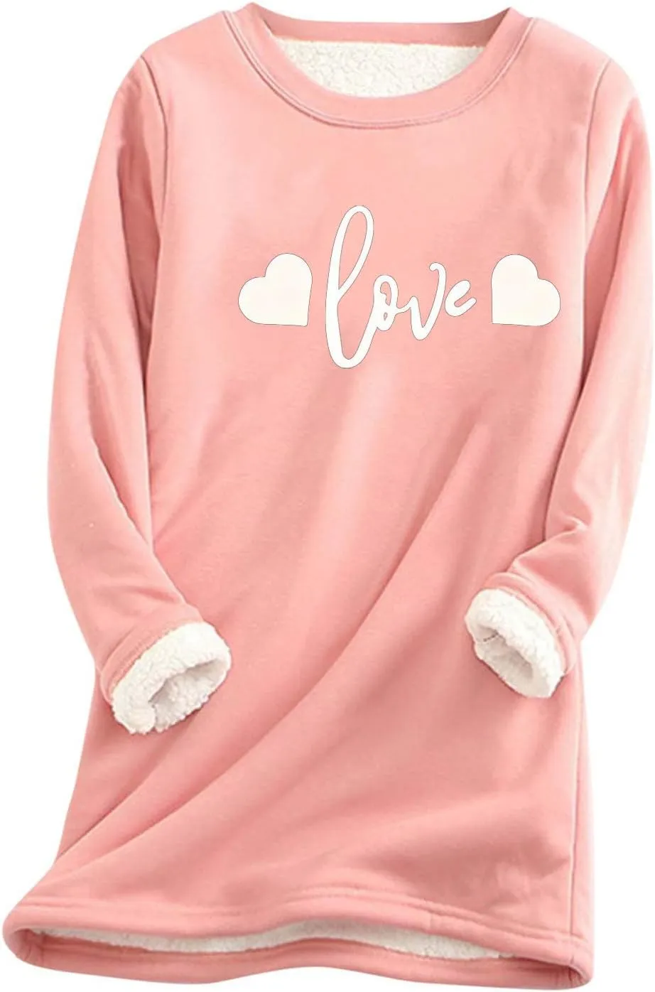 Womens Fleece Crewneck Sweatshirt Sherpa Lined Sweatshirt Thermal Sweatshirt Warm Winter Pullover Sweatshirt