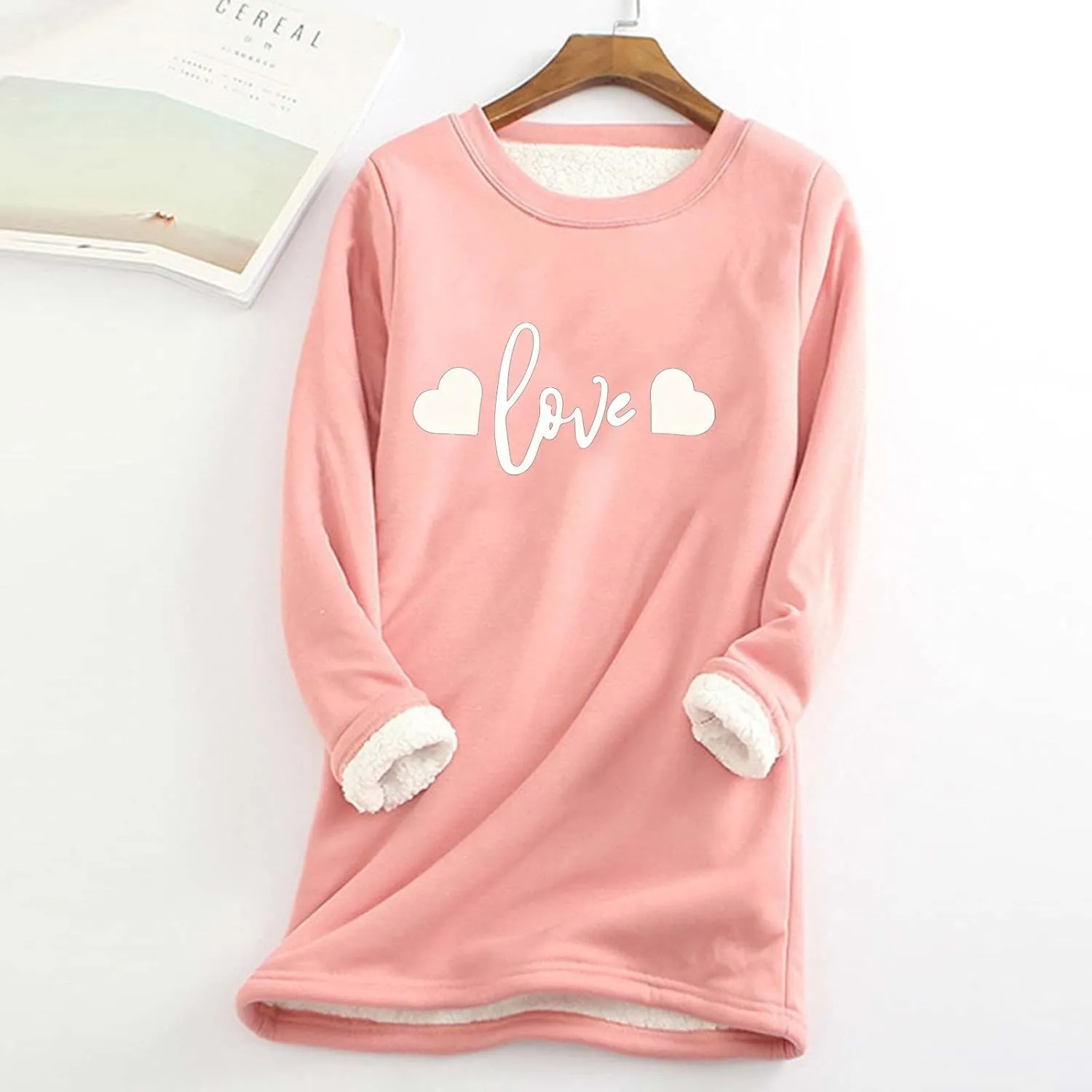 Womens Fleece Crewneck Sweatshirt Sherpa Lined Sweatshirt Thermal Sweatshirt Warm Winter Pullover Sweatshirt