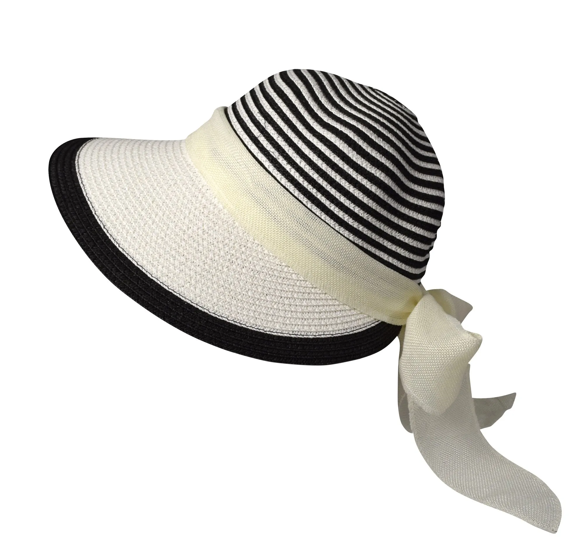 Womens Floppy Bow Knot Asymmetric Wide Brim Panama Sun Hat