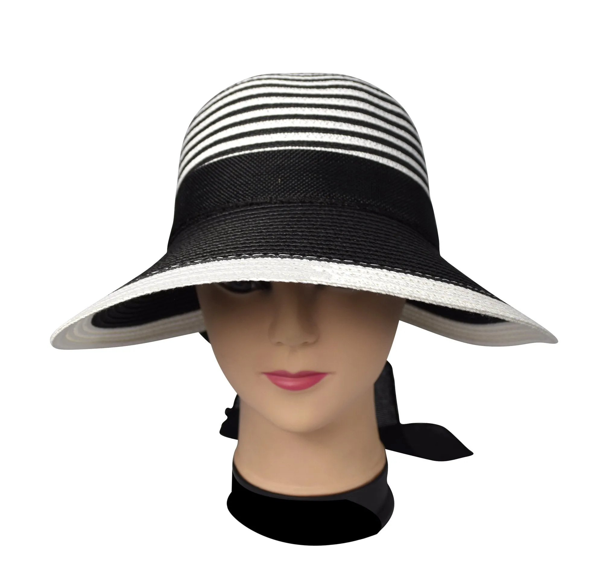 Womens Floppy Bow Knot Asymmetric Wide Brim Panama Sun Hat
