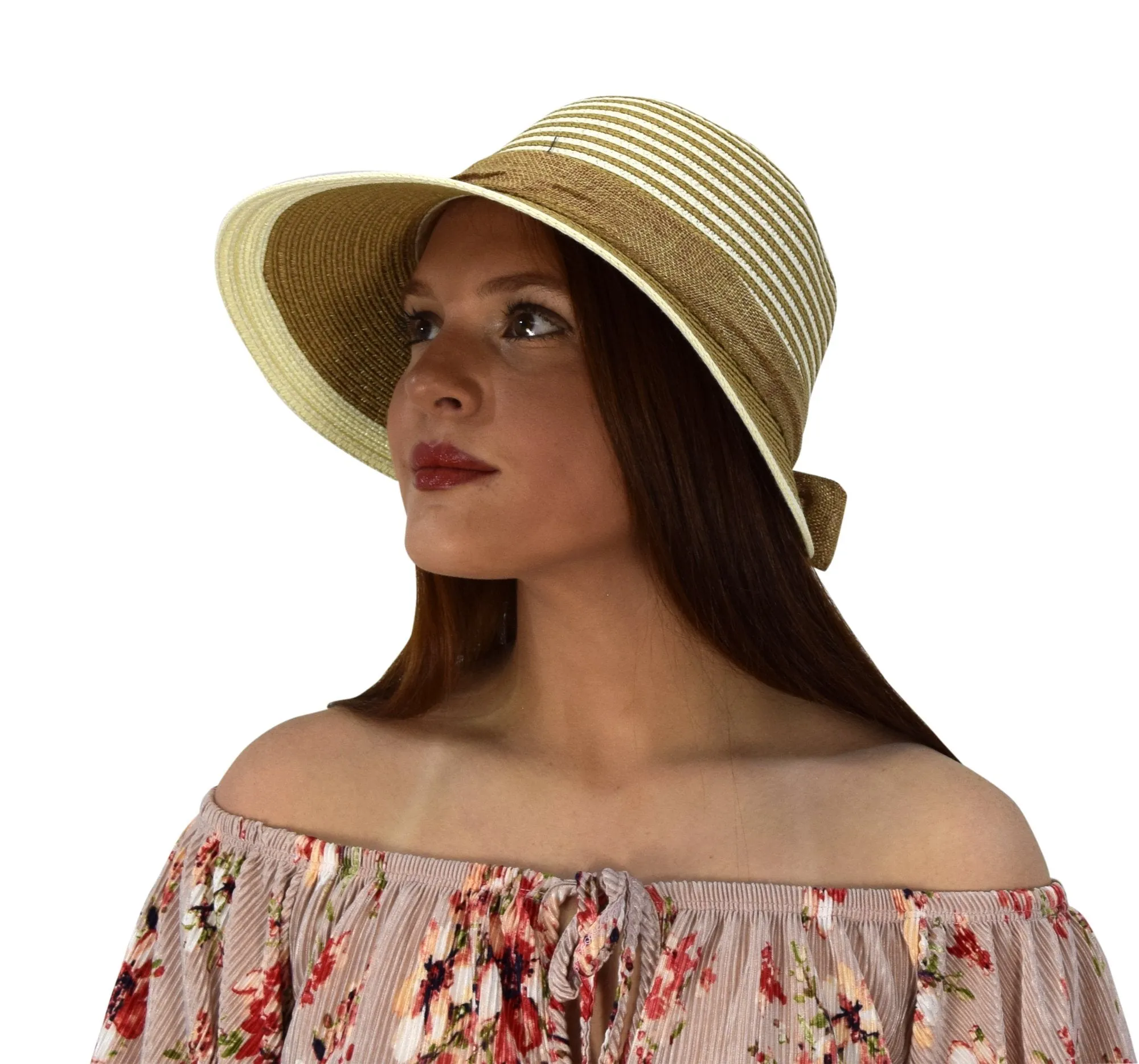 Womens Floppy Bow Knot Asymmetric Wide Brim Panama Sun Hat