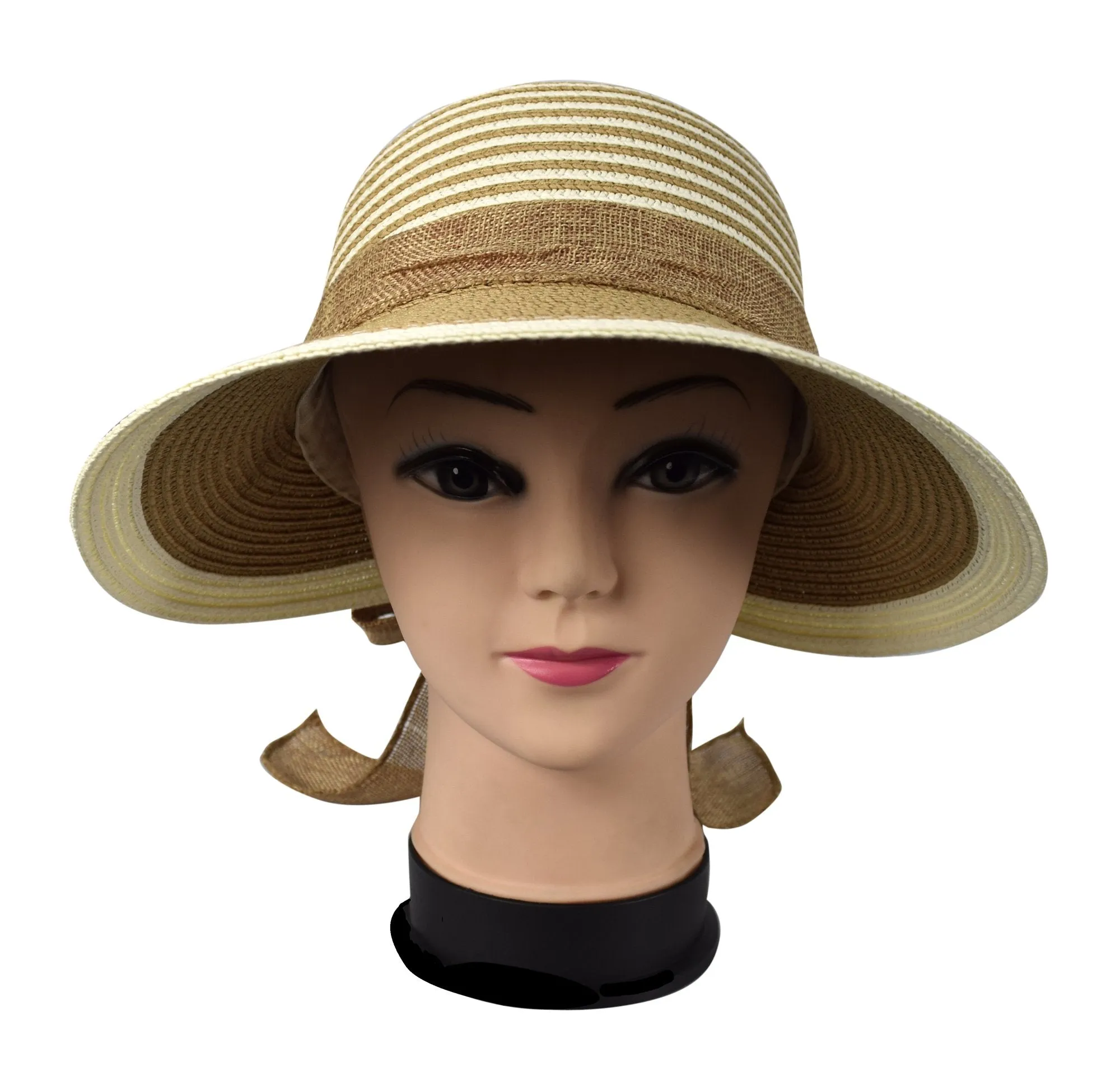 Womens Floppy Bow Knot Asymmetric Wide Brim Panama Sun Hat