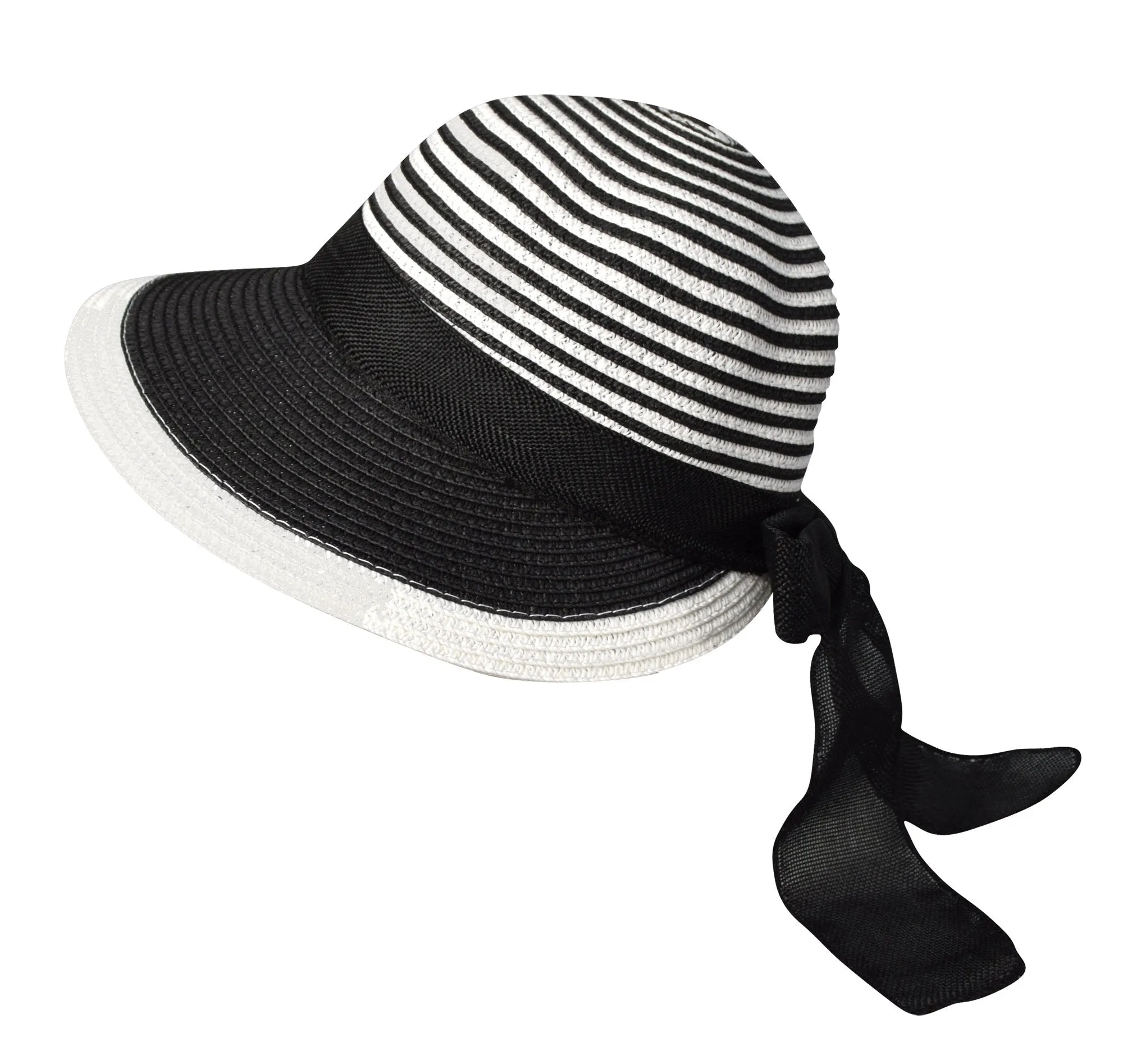 Womens Floppy Bow Knot Asymmetric Wide Brim Panama Sun Hat