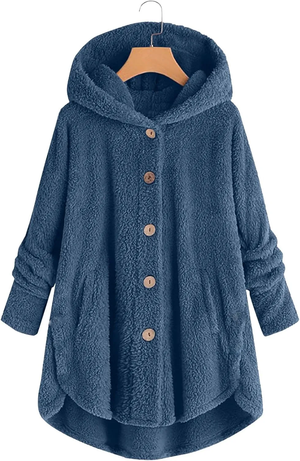 Womens Fuzzy Fleece Sherpa Hoodies Fashion Button Down Teddy Coat Oversized Sweatshirt with Pockets Jackets Cardigan