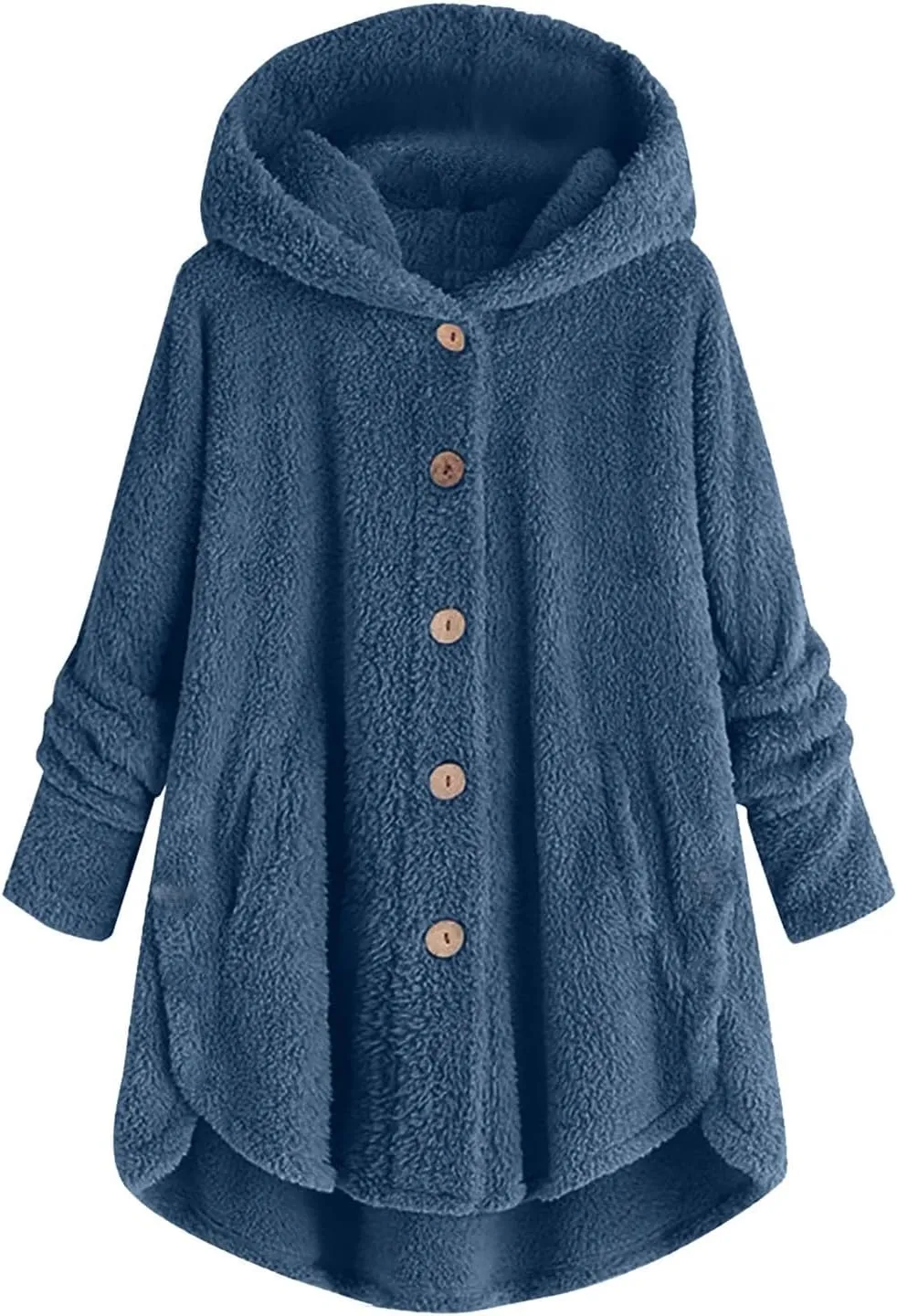 Womens Fuzzy Fleece Sherpa Hoodies Fashion Button Down Teddy Coat Oversized Sweatshirt with Pockets Jackets Cardigan