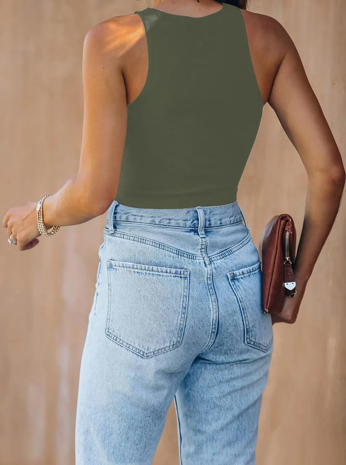 Womens Halter Tops Summer Sleeveless Shirts Sexy High Neck Fitted Tops Racer Back Tank Tops Blouses