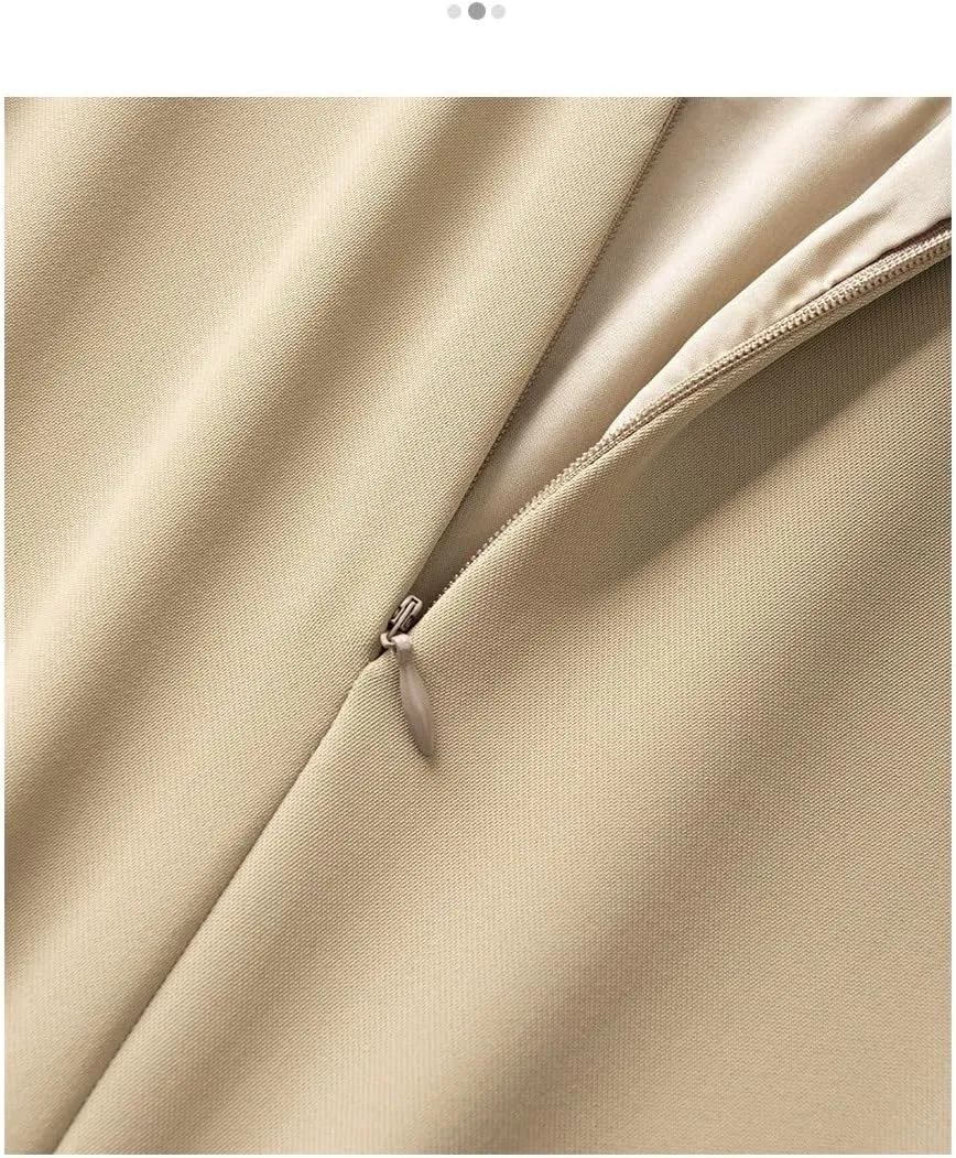 Women's Lightweight Pleated A-Line Skirt  Summer 2025 High-Waisted, Breathable, Elegant Flared Midi Skirt(Light Khaki,28)