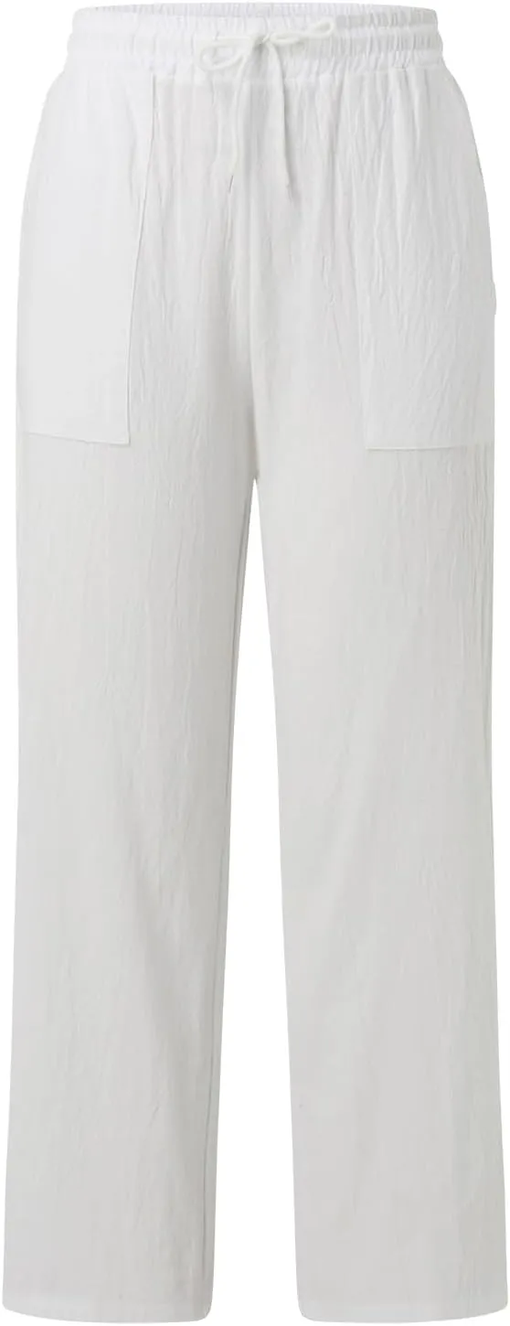Women's Linen Blend Summer Print Pant Trousers High Waist Stretchy Plus Size Trousers Trendy