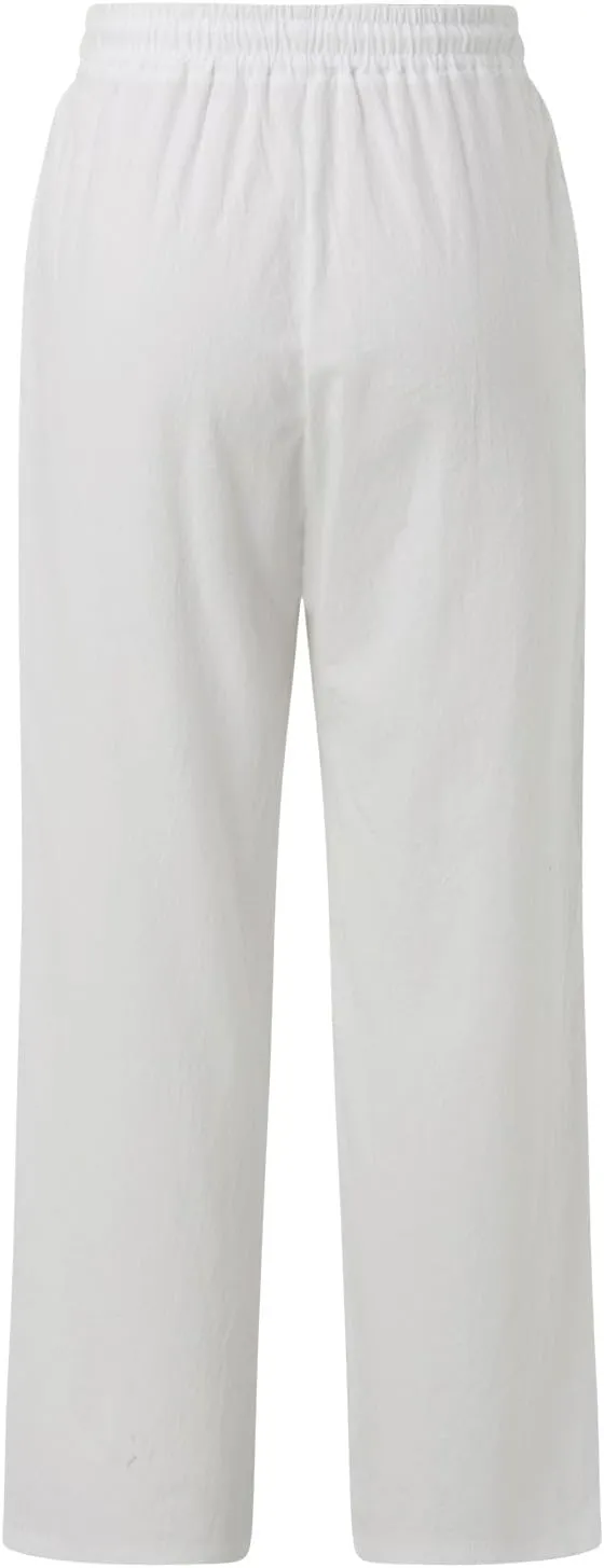 Women's Linen Blend Summer Print Pant Trousers High Waist Stretchy Plus Size Trousers Trendy