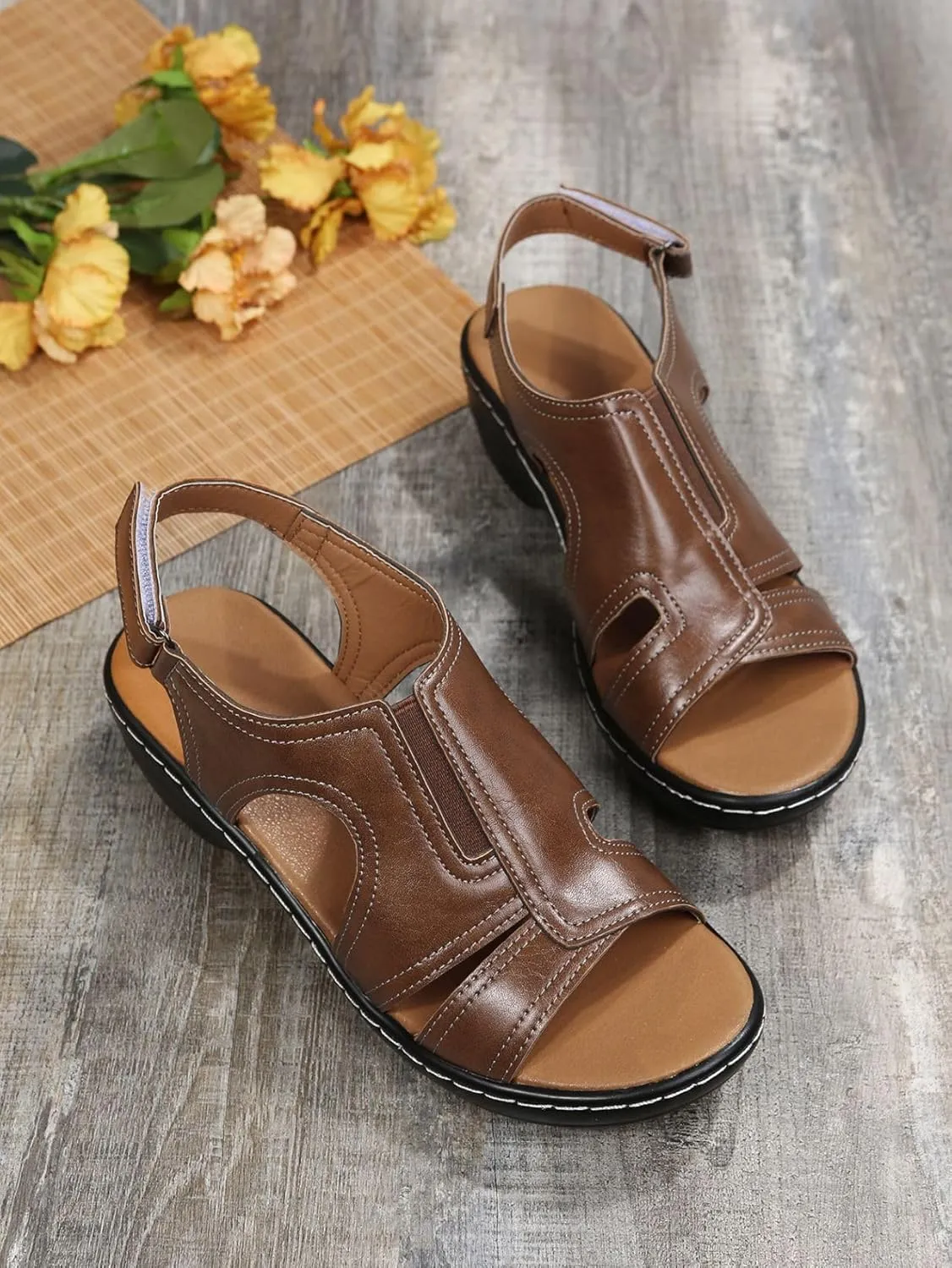 Women's Low Wedge Sandals Ankle Strap Heel Sandal Open Toe Wide Dress Summer Comfortable Shoes
