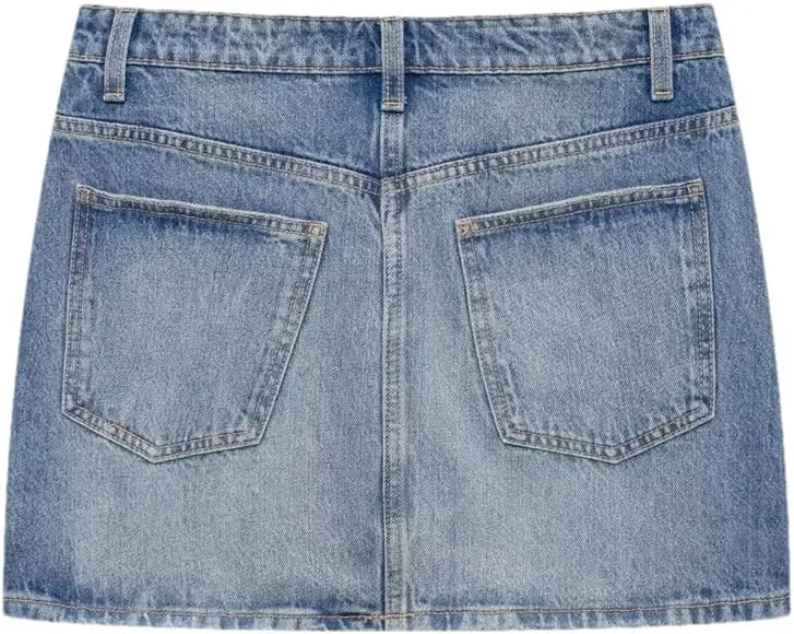 Women's Mini Skirts Women Denim Skirt Casual High Waisted Button Pocket Shorts