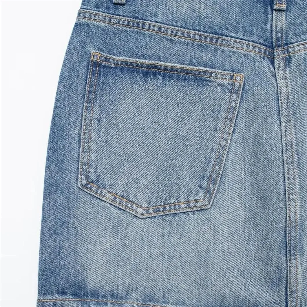 Women's Mini Skirts Women Denim Skirt Casual High Waisted Button Pocket Shorts