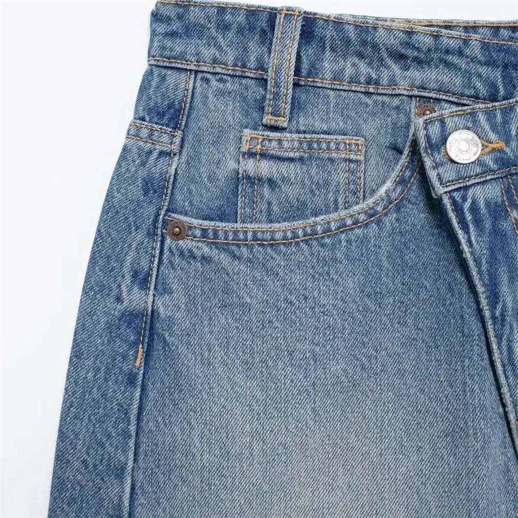 Women's Mini Skirts Women Denim Skirt Casual High Waisted Button Pocket Shorts