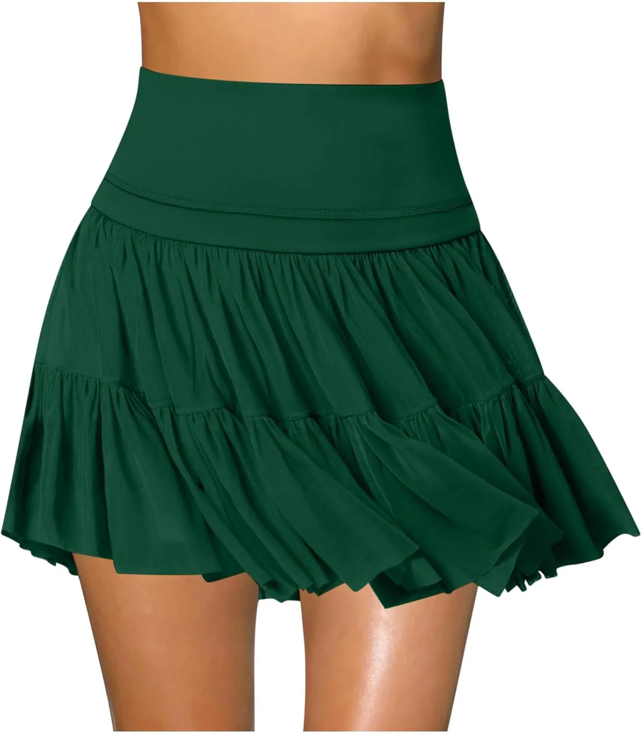 Women's Mini Tutu Skirt Skort Flowy High Waisted Tiered Ruffle Tennis Athletic Skater Golf Skirts with Built in Shorts