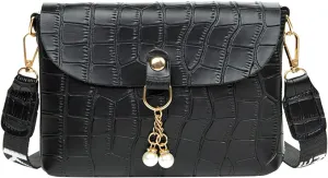 Women's Multi-Pocket Shoulder Bags Waterproof Nylon Crossbody Bags for Woman Trendy Cute Purse for Women Trendy(Black)