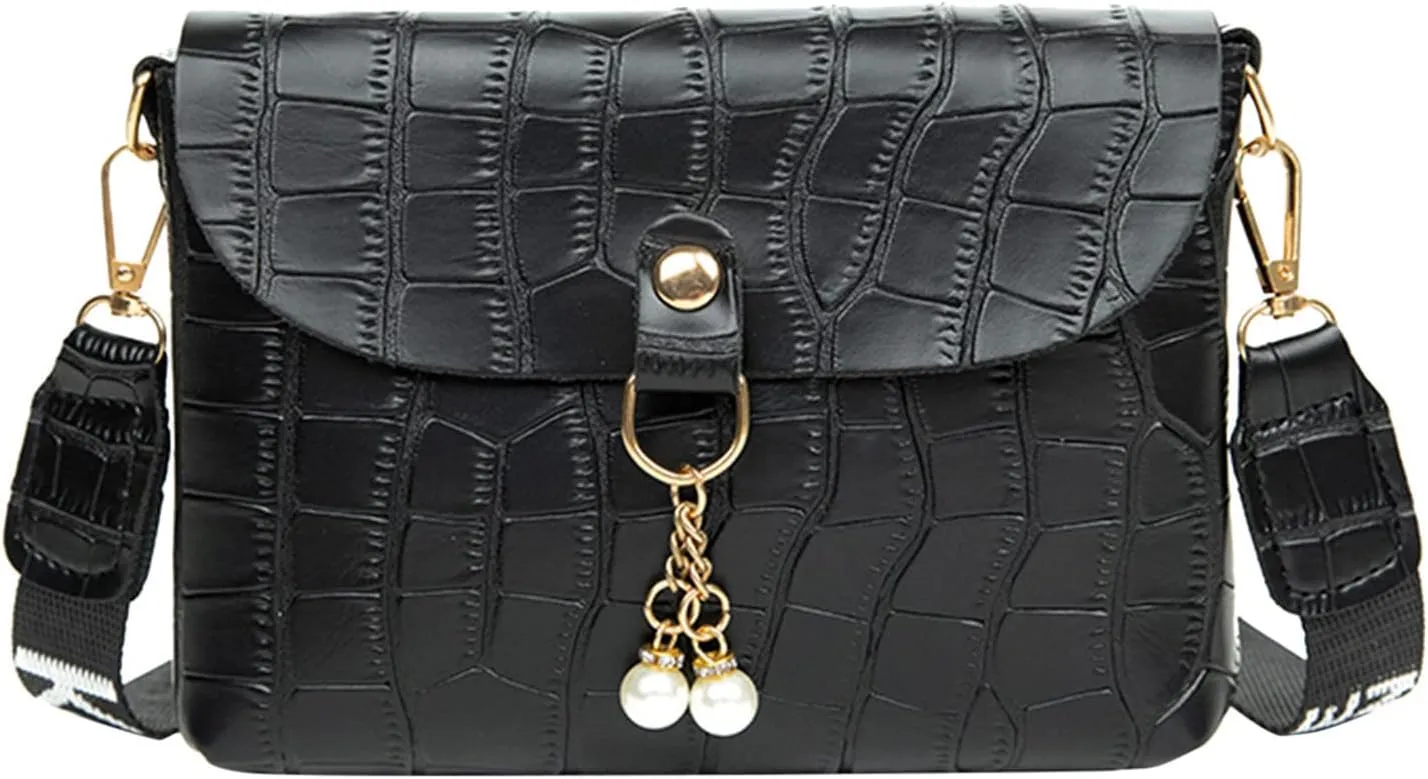 Women's Multi-Pocket Shoulder Bags Waterproof Nylon Crossbody Bags for Woman Trendy Cute Purse for Women Trendy(Black)