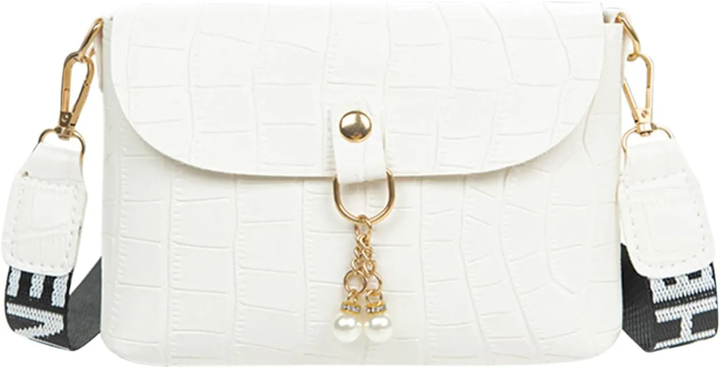 Women's Multi-Pocket Shoulder Bags Waterproof Nylon Crossbody Bags for Woman Trendy Cute Purse for Women Trendy(White)