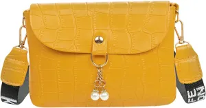 Women's Multi-Pocket Shoulder Bags Waterproof Nylon Crossbody Bags for Woman Trendy Cute Purse for Women Trendy(Yellow)